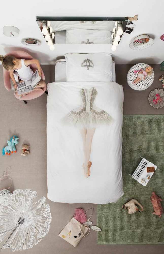 Snurk Kinder Baumwolle Bettwäsche Ballerina 135x200 + 80x80 cm