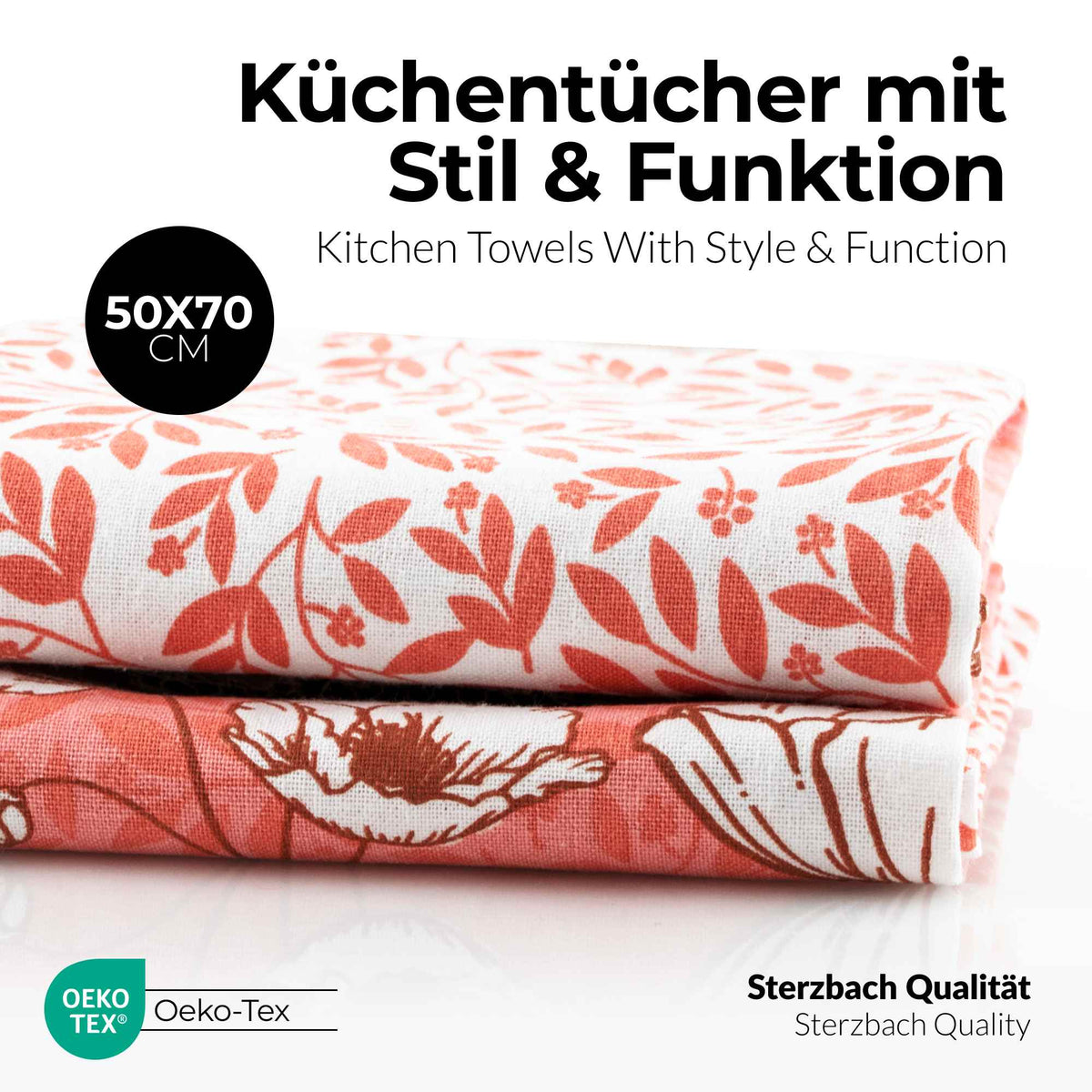 Sterzbachs Baumwolle Geschirrtücher 2er Set Floral Food