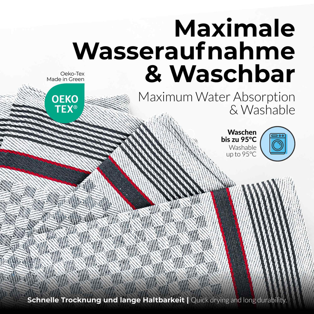 Sterzbachs 10er Set Grubentuch Pro Geschirrtücher Baumwolle Kariert 220 GSM